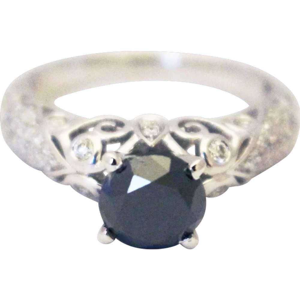 2.5 CT Natural Black and White Diamond Engagement… - image 1