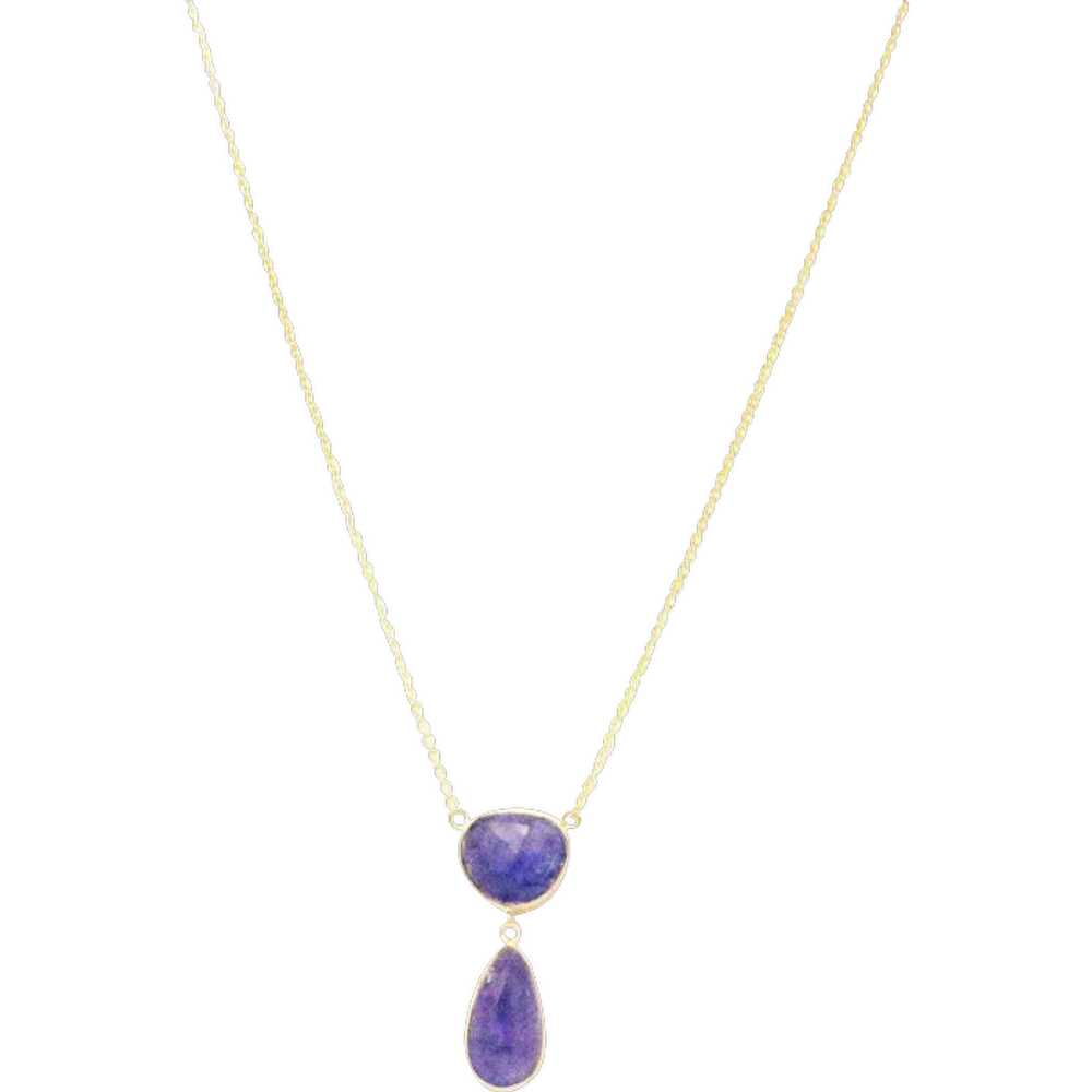 Natural Tanzanite Rose Cut Necklace in 14KT Yello… - image 1