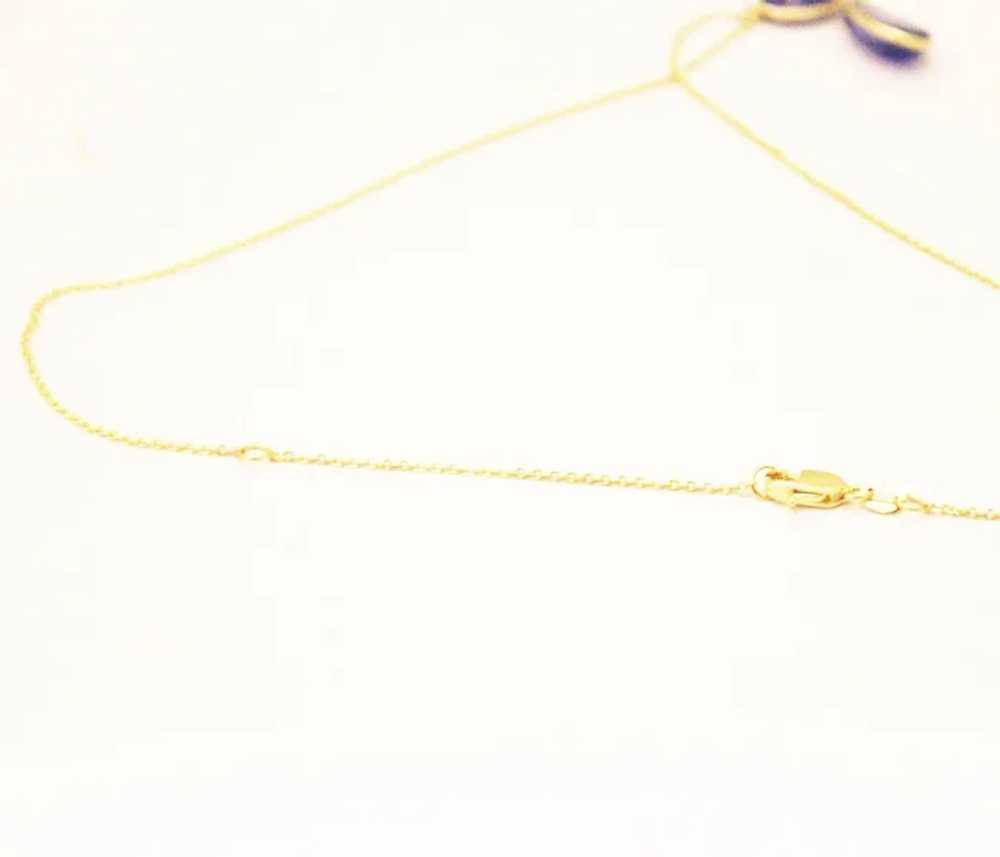 Natural Tanzanite Rose Cut Necklace in 14KT Yello… - image 5