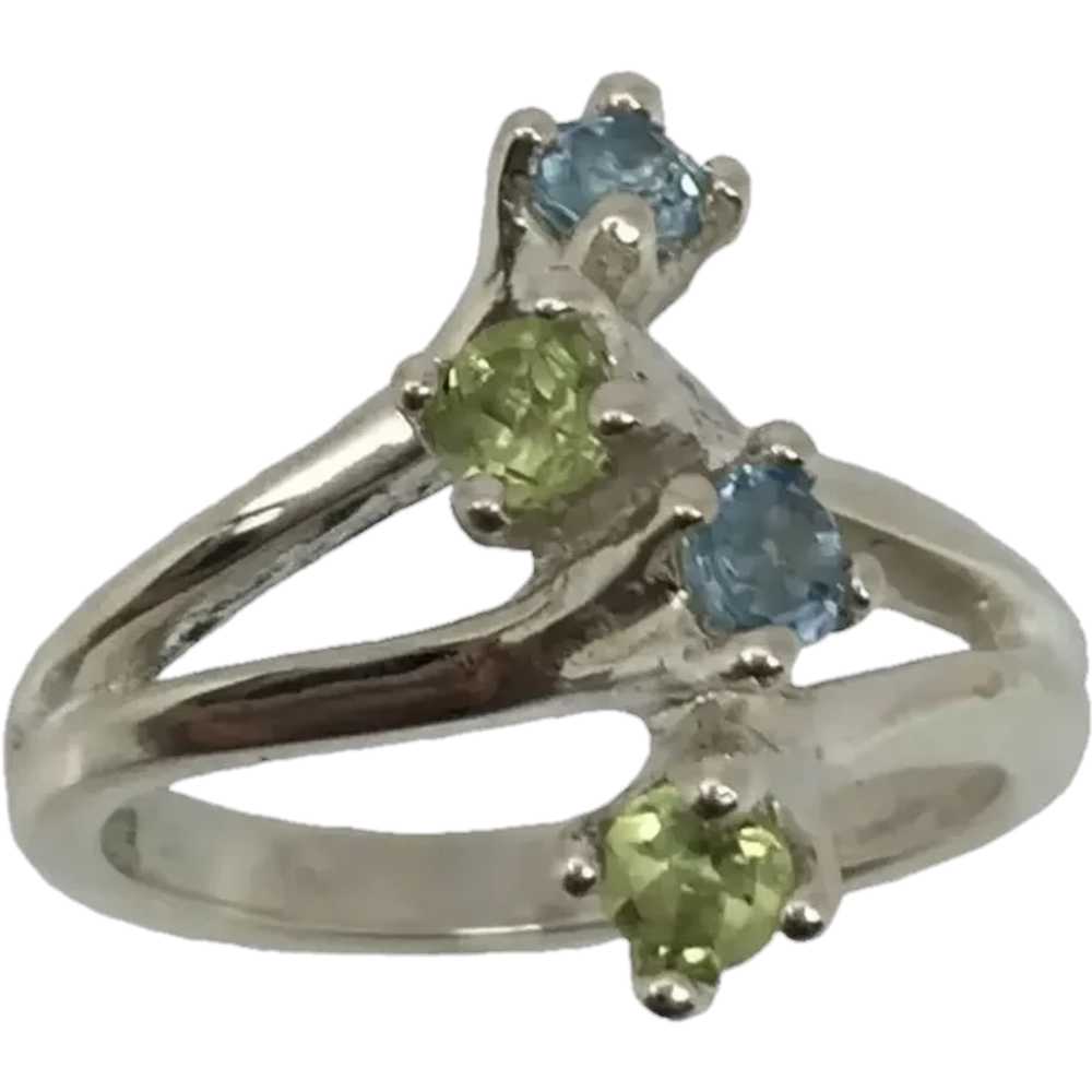 14k Peridot And Topaz Handcrafted Ring, Free Resi… - image 1