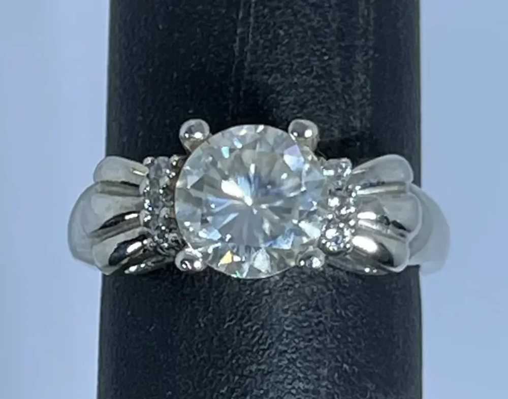 14k Moissanite & Diamonds Hand Crafted Ring - image 2