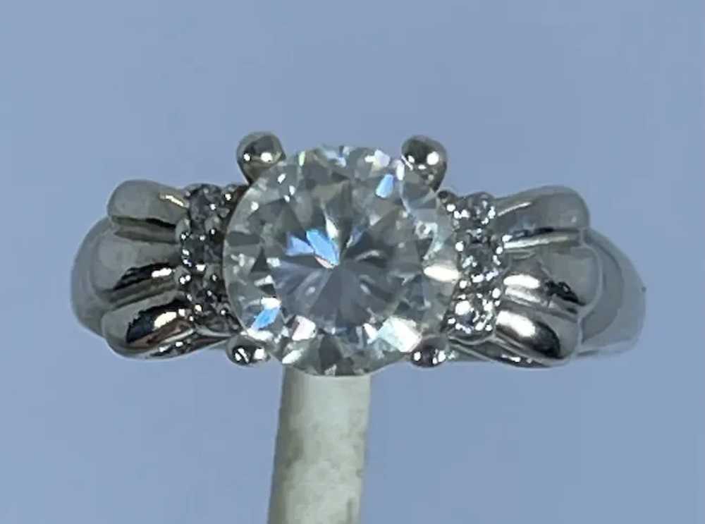 14k Moissanite & Diamonds Hand Crafted Ring - image 4