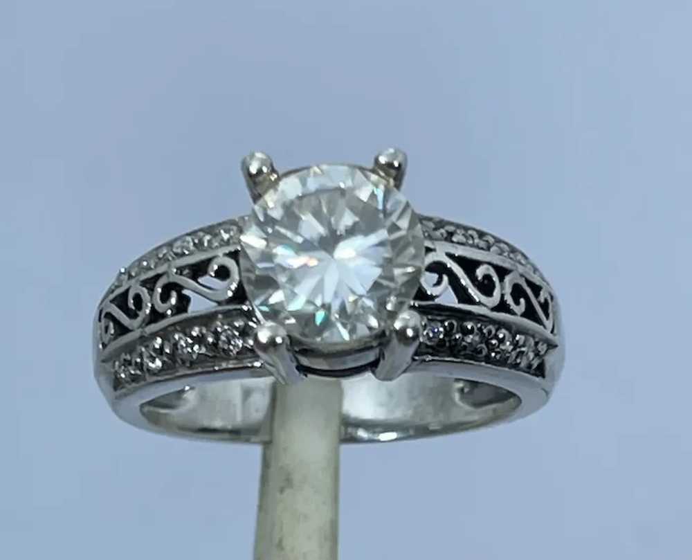 14k Moissanite & Diamonds Hand Crafted Ring - image 6