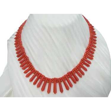 Antique Coral – Hand Cut Bead Necklace - Pickets … - image 1