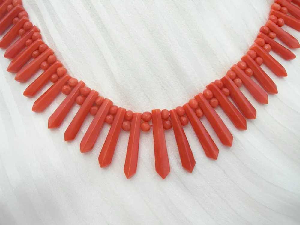 Antique Coral – Hand Cut Bead Necklace - Pickets … - image 2