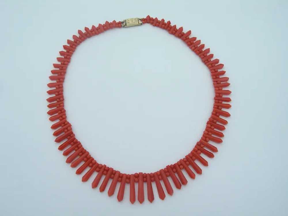 Antique Coral – Hand Cut Bead Necklace - Pickets … - image 3