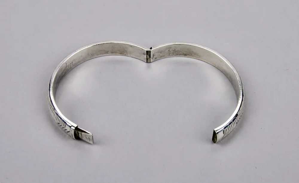 Sterling Silver Bangle Bracelet With Hinged Form … - image 10