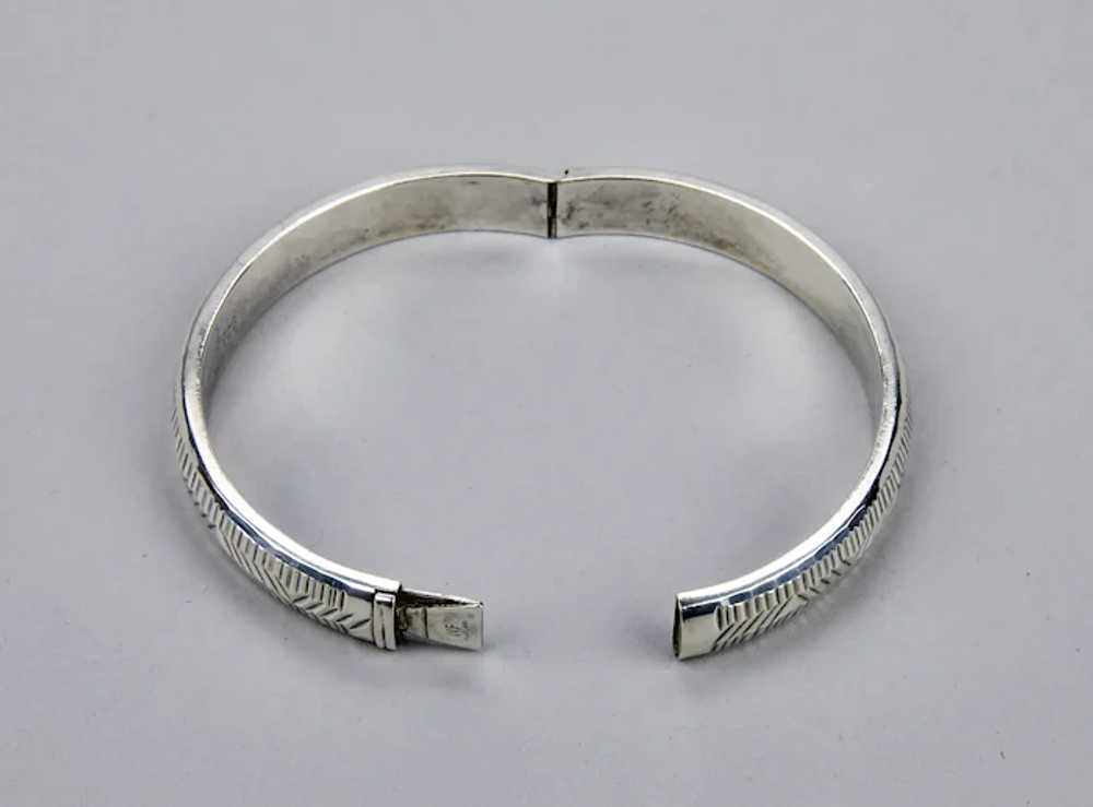 Sterling Silver Bangle Bracelet With Hinged Form … - image 11
