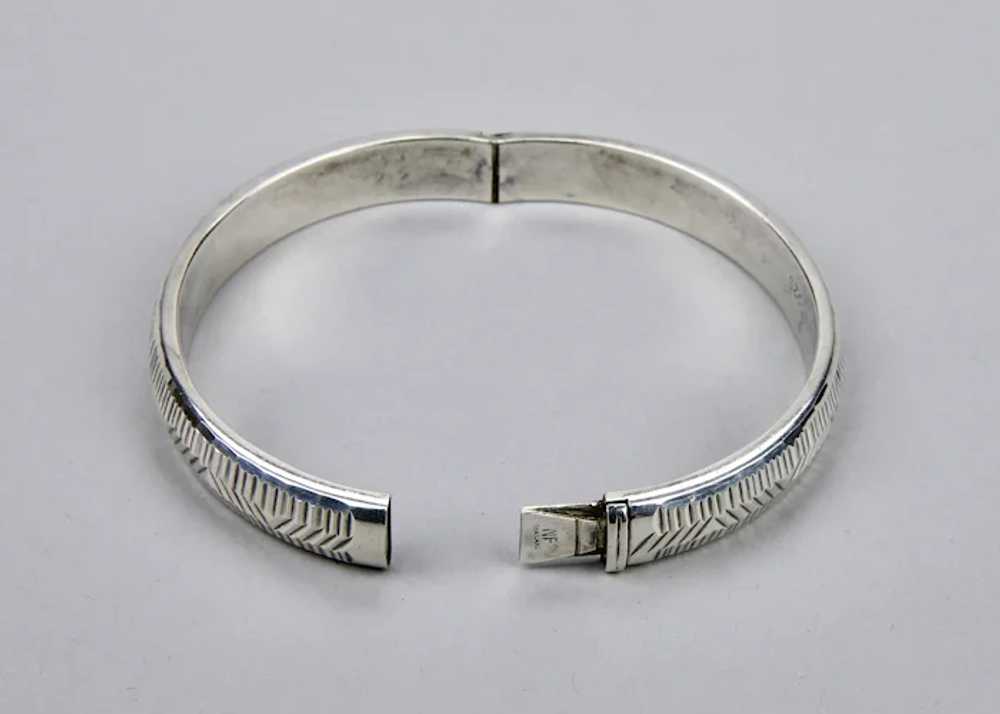 Sterling Silver Bangle Bracelet With Hinged Form … - image 12