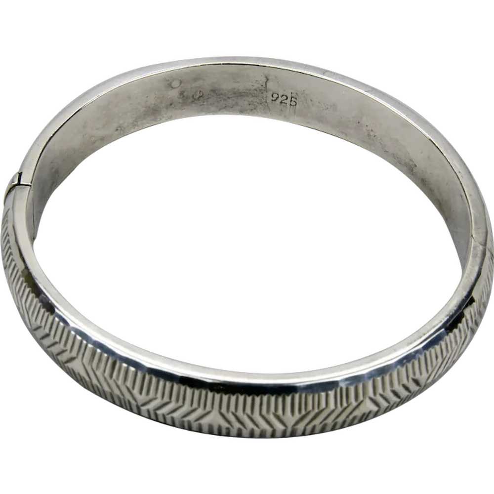 Sterling Silver Bangle Bracelet With Hinged Form … - image 1