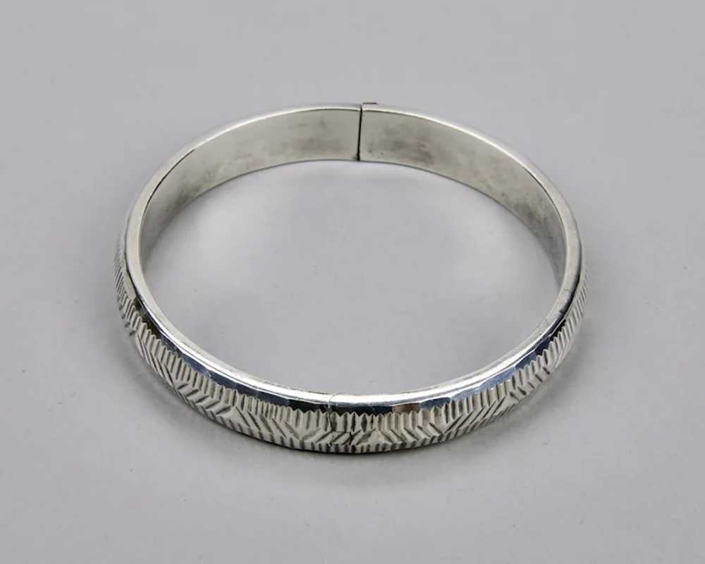 Sterling Silver Bangle Bracelet With Hinged Form … - image 2
