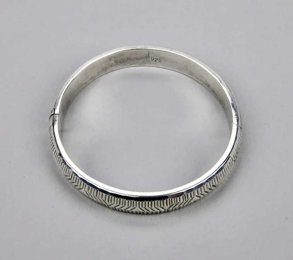 Sterling Silver Bangle Bracelet With Hinged Form … - image 3