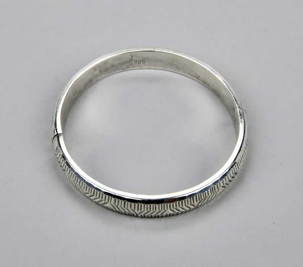 Sterling Silver Bangle Bracelet With Hinged Form … - image 4