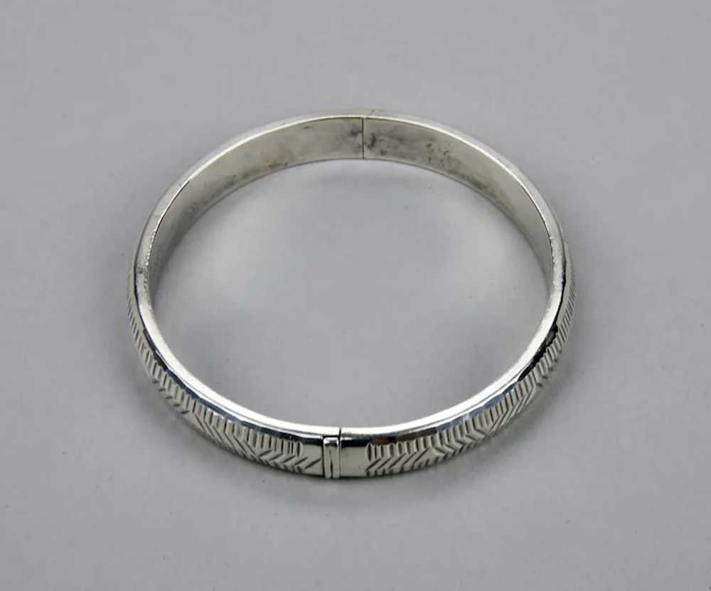 Sterling Silver Bangle Bracelet With Hinged Form … - image 5