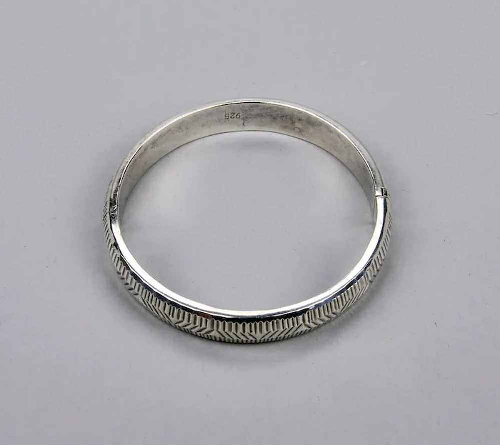 Sterling Silver Bangle Bracelet With Hinged Form … - image 6