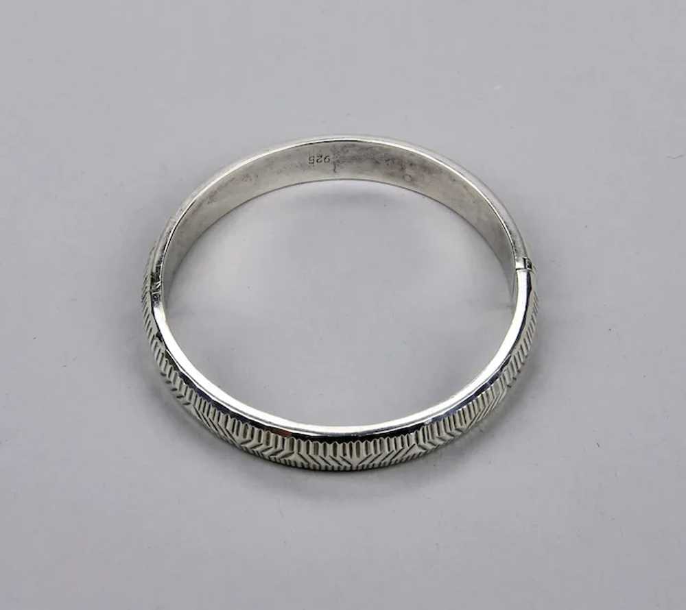 Sterling Silver Bangle Bracelet With Hinged Form … - image 6