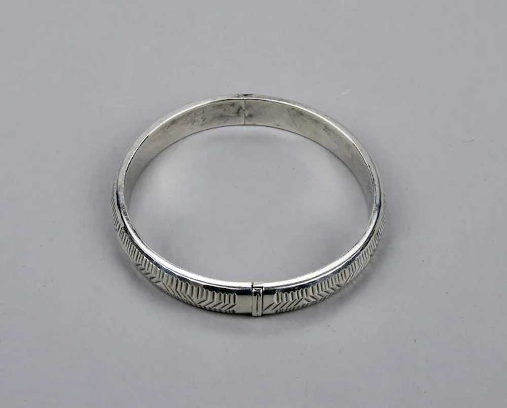 Sterling Silver Bangle Bracelet With Hinged Form … - image 7
