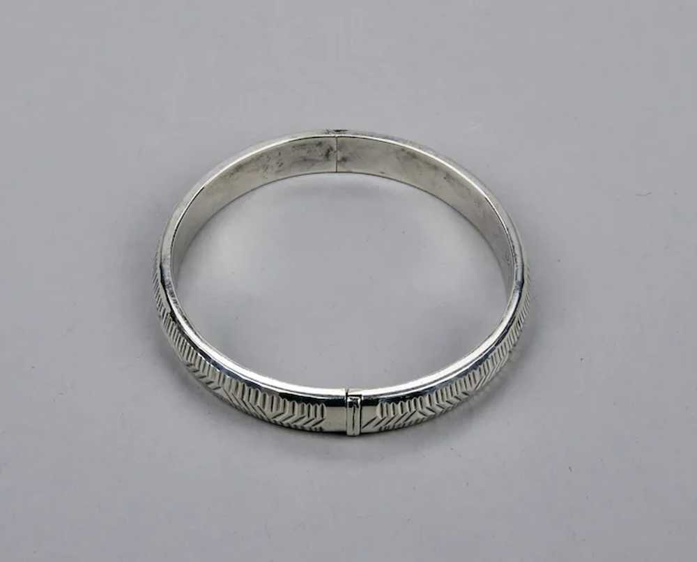 Sterling Silver Bangle Bracelet With Hinged Form … - image 7