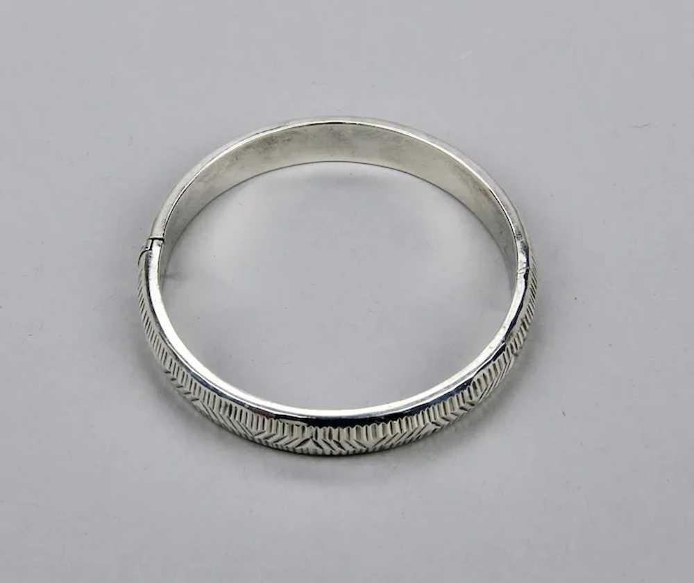 Sterling Silver Bangle Bracelet With Hinged Form … - image 8