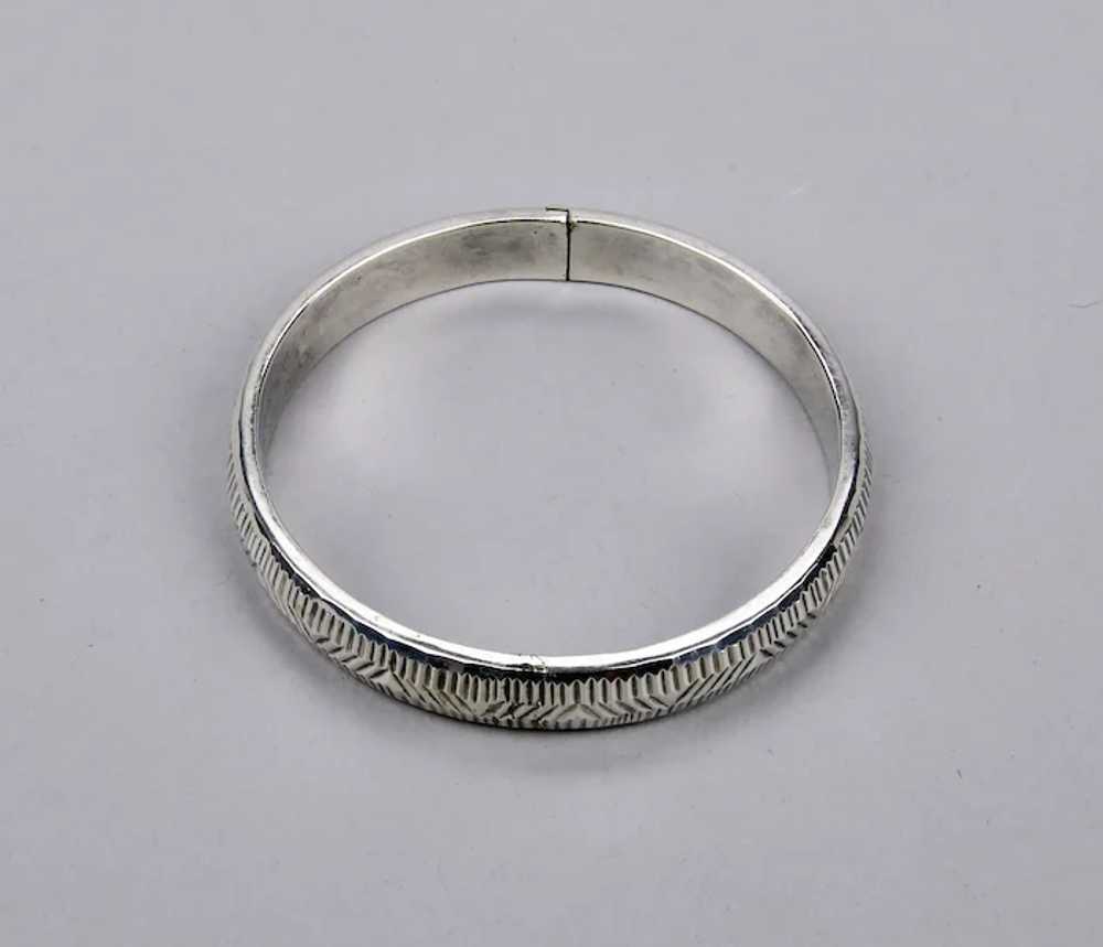 Sterling Silver Bangle Bracelet With Hinged Form … - image 9