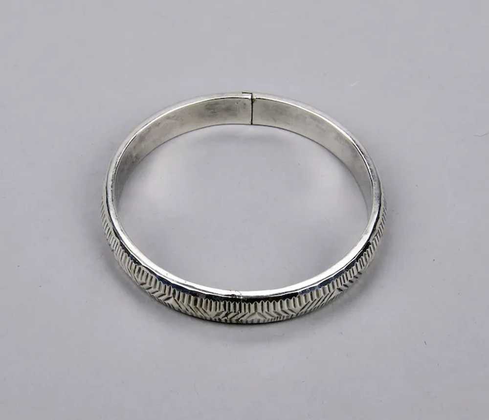 Sterling Silver Bangle Bracelet With Hinged Form … - image 9