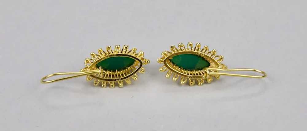 Chrysoprase Pierced Earrings 18K Yellow Gold Rich… - image 10