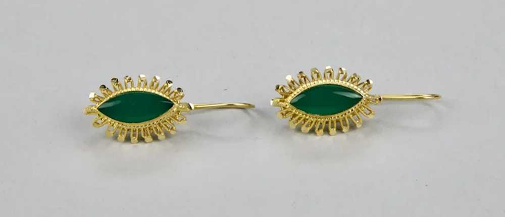 Chrysoprase Pierced Earrings 18K Yellow Gold Rich… - image 5