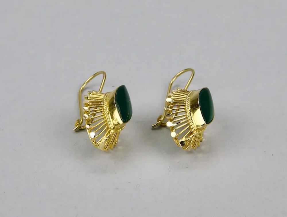 Chrysoprase Pierced Earrings 18K Yellow Gold Rich… - image 7