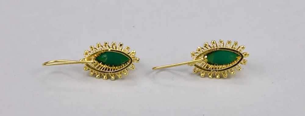 Chrysoprase Pierced Earrings 18K Yellow Gold Rich… - image 9