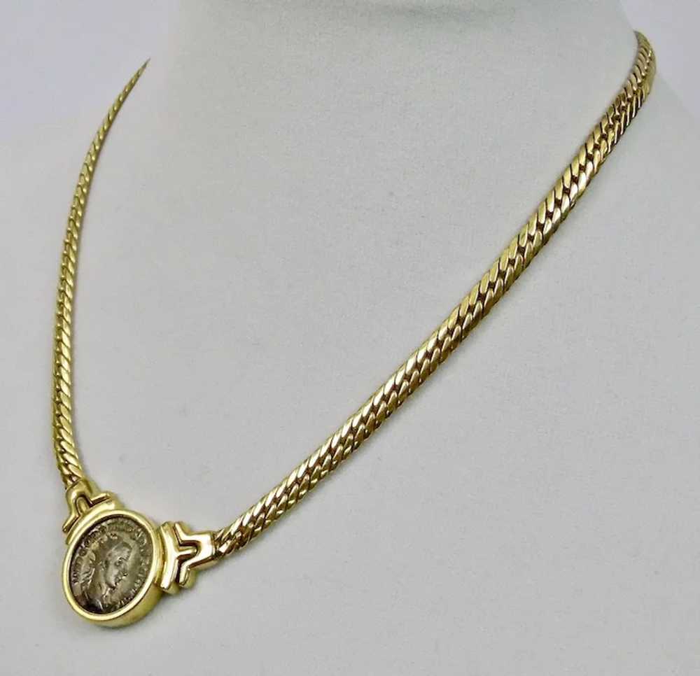 Roman Style Coin Necklace 18K Gold Setting 17 Inc… - image 4