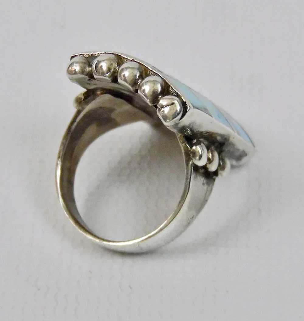 Unisex Native American Sterling Silver Ring Turqu… - image 7