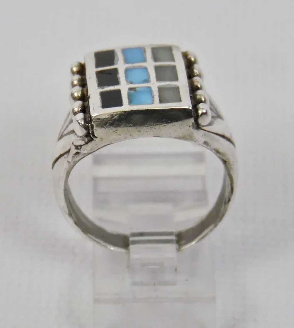 Mens Native American Sterling Silver Ring Turquoi… - image 4