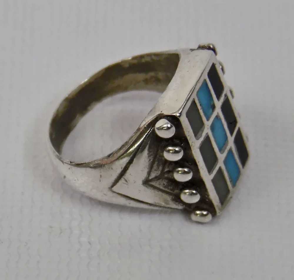Mens Native American Sterling Silver Ring Turquoi… - image 6