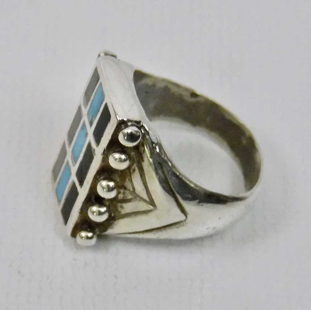 Mens Native American Sterling Silver Ring Turquoi… - image 7