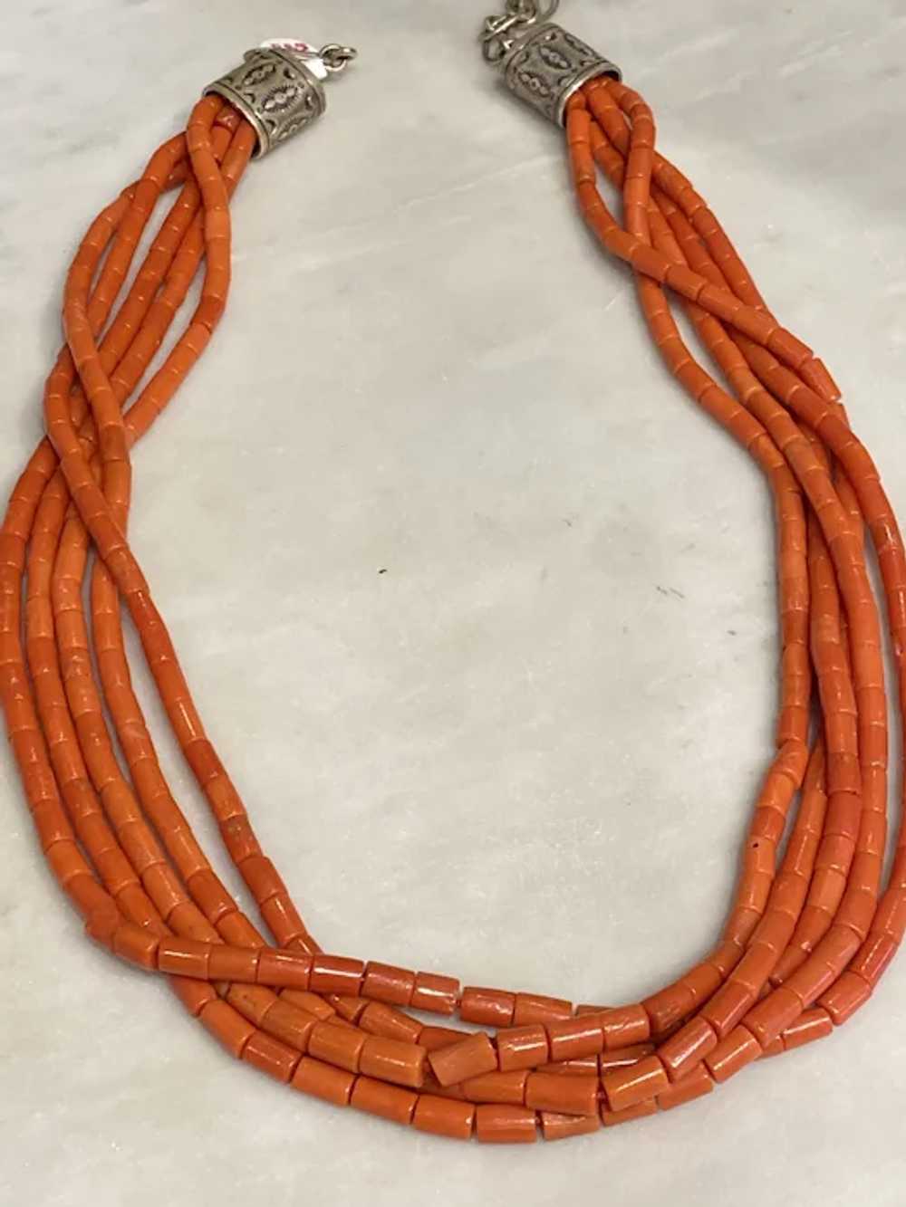 Five Strand Coral Necklace - image 3