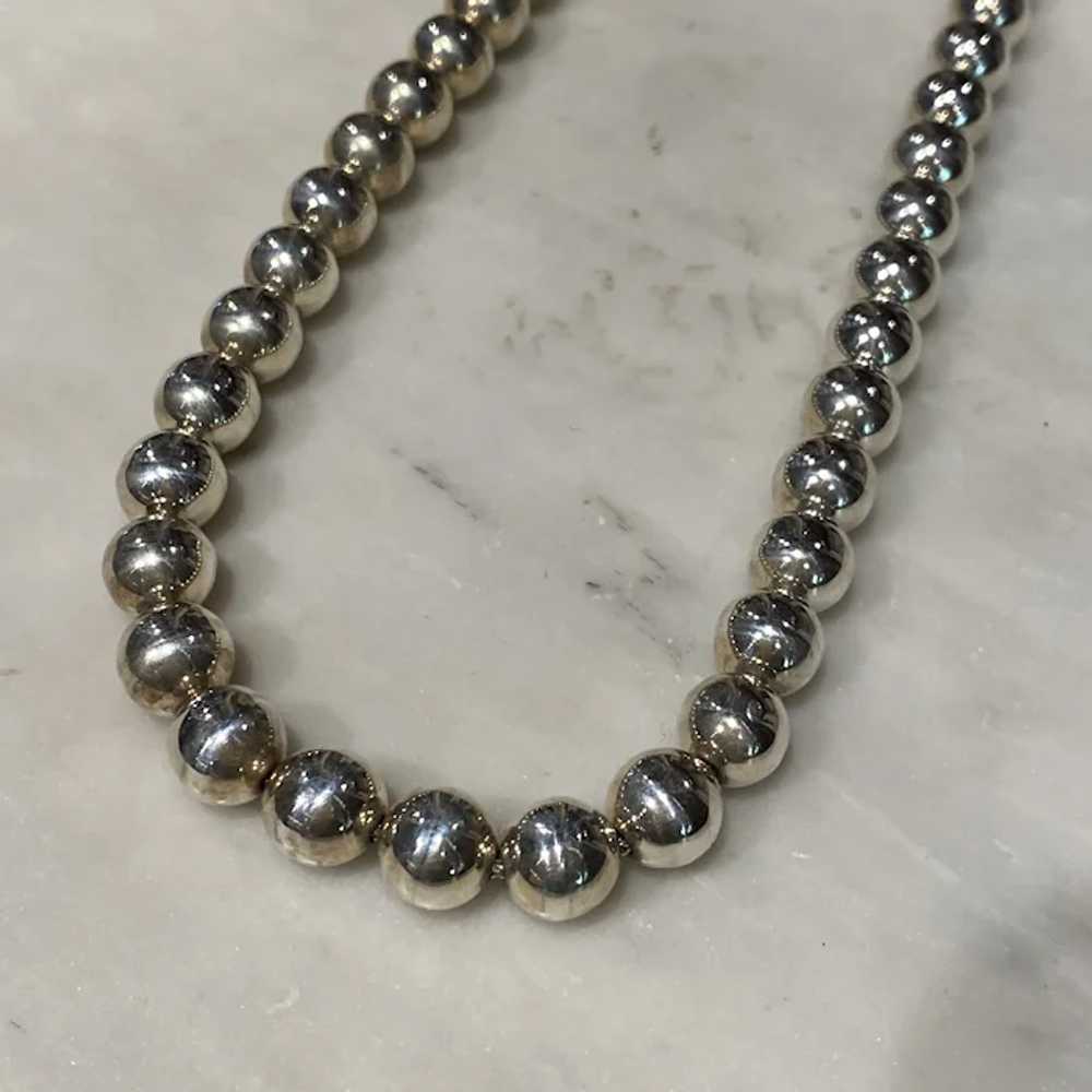 Silver Bead Necklace (Navajo Beads) - image 3