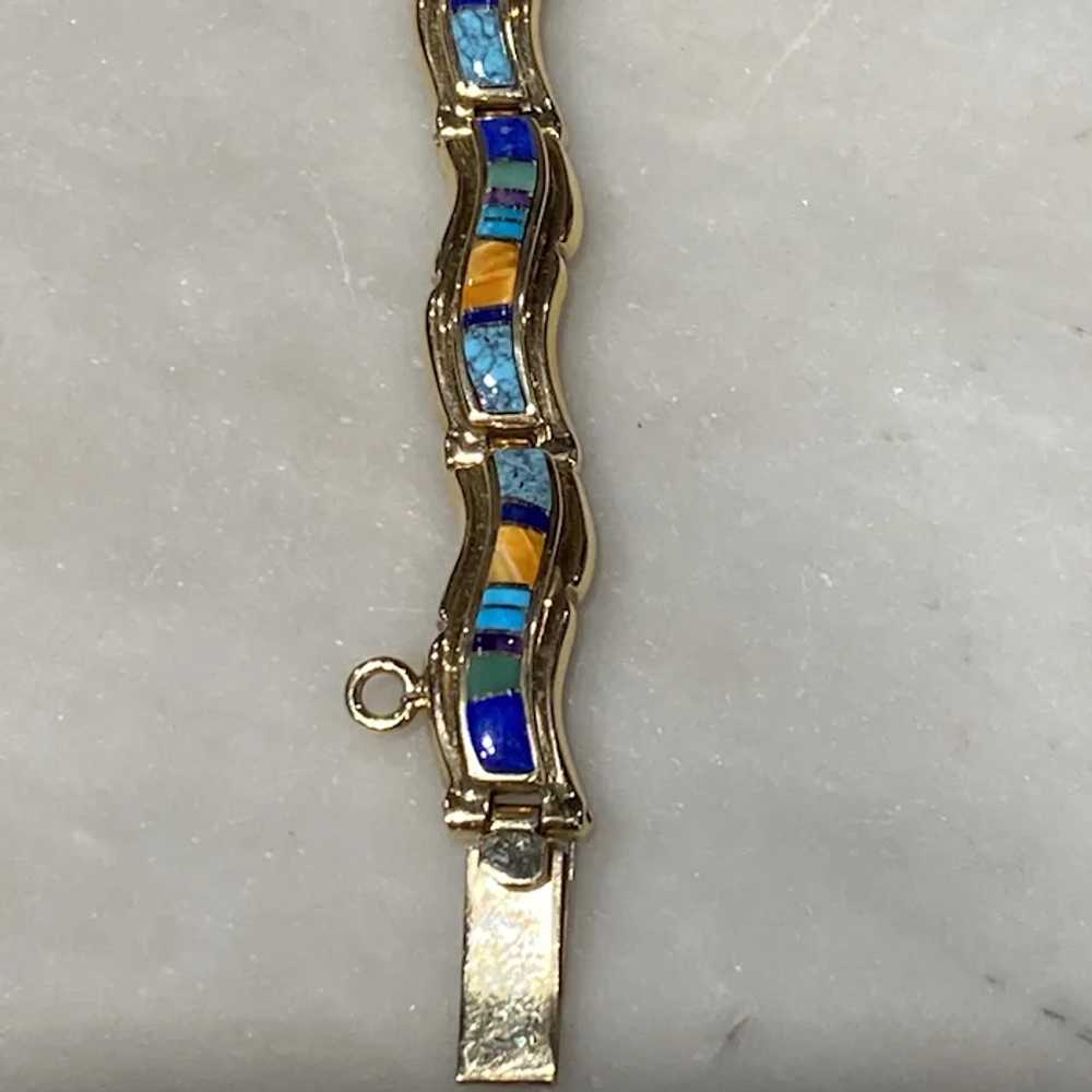 14K Gold and Multicolor Navajo Bracelet - image 5