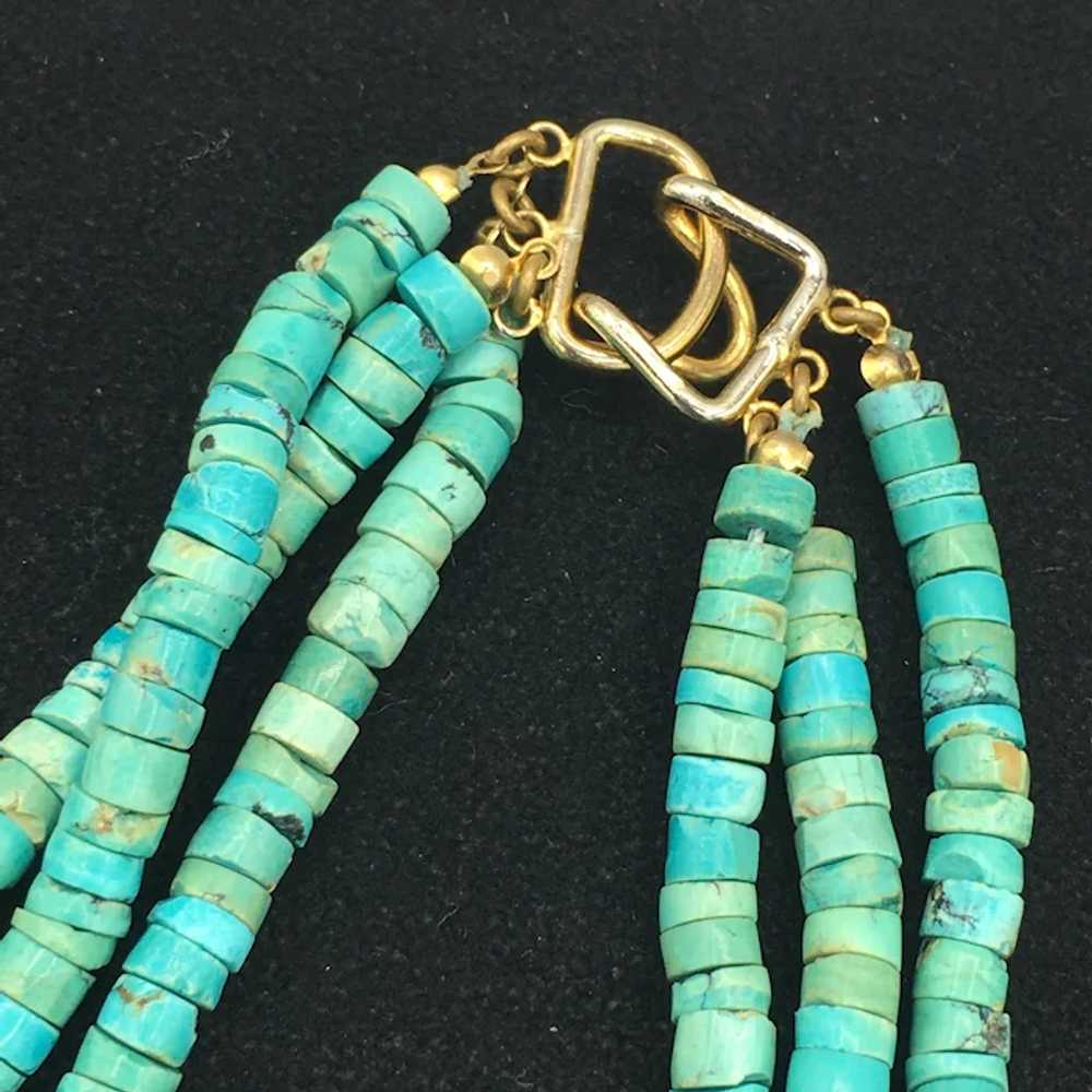 Vintage 3 Strand Turquoise Necklace - image 4
