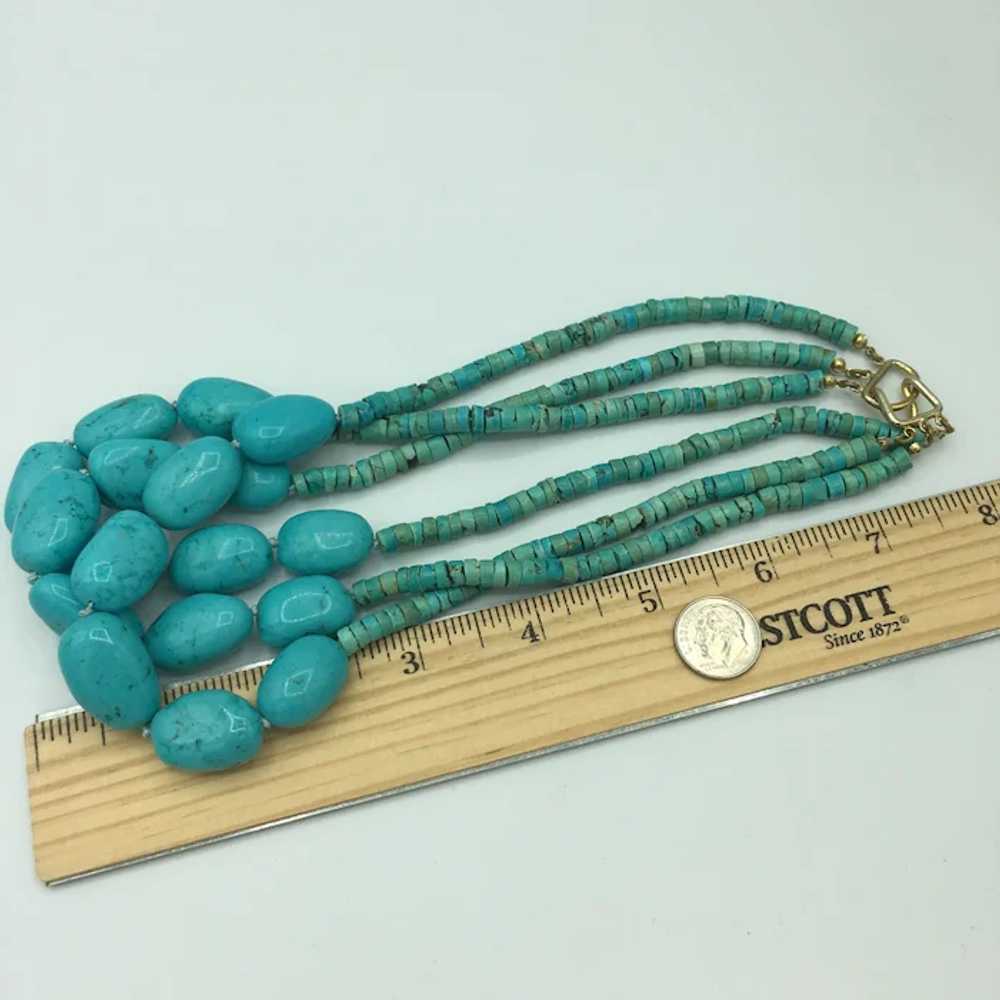 Vintage 3 Strand Turquoise Necklace - image 5