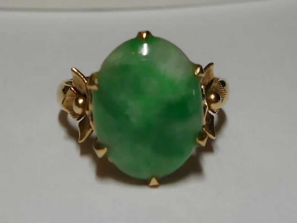 1920-1930's 14k Ring with Jadeite Cabochon - image 11
