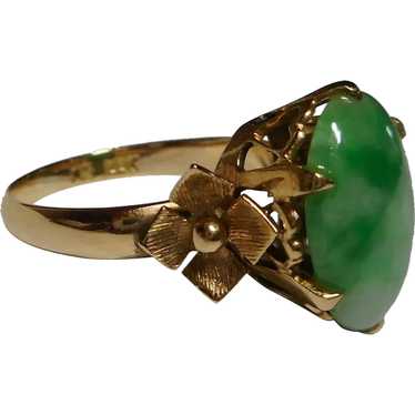 1920-1930's 14k Ring with Jadeite Cabochon - image 1