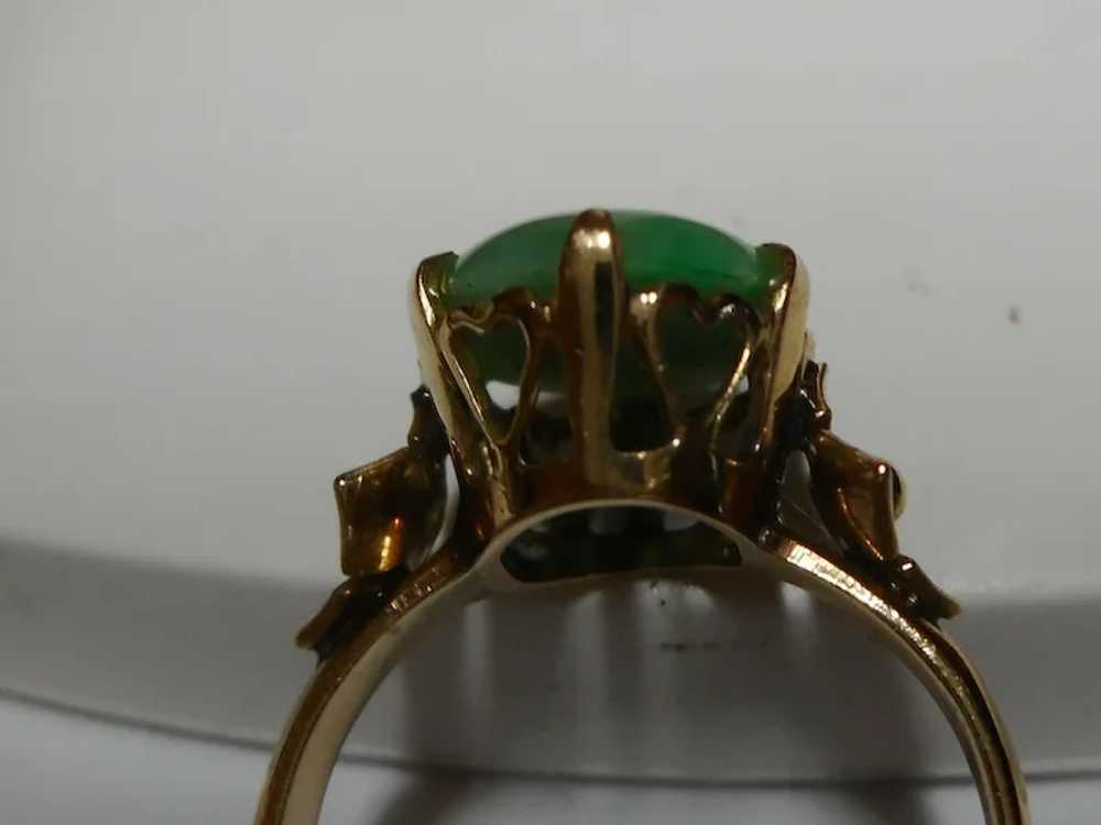 1920-1930's 14k Ring with Jadeite Cabochon - image 2