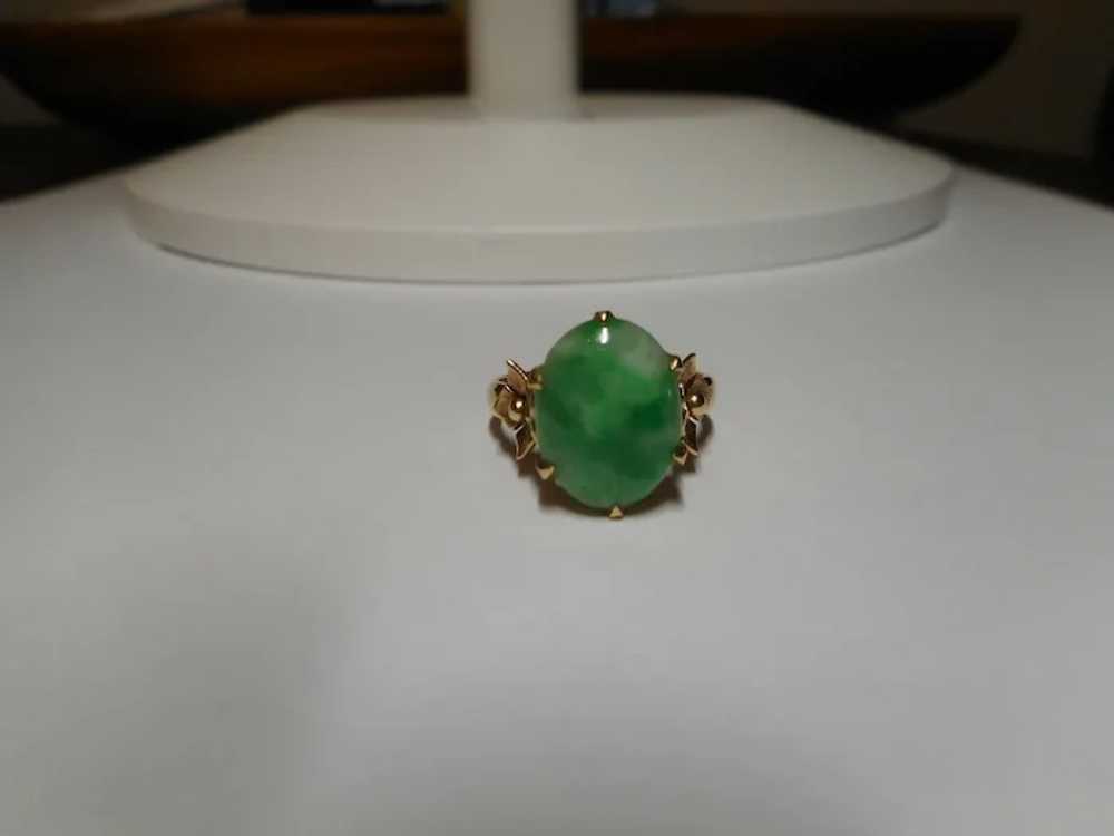 1920-1930's 14k Ring with Jadeite Cabochon - image 3