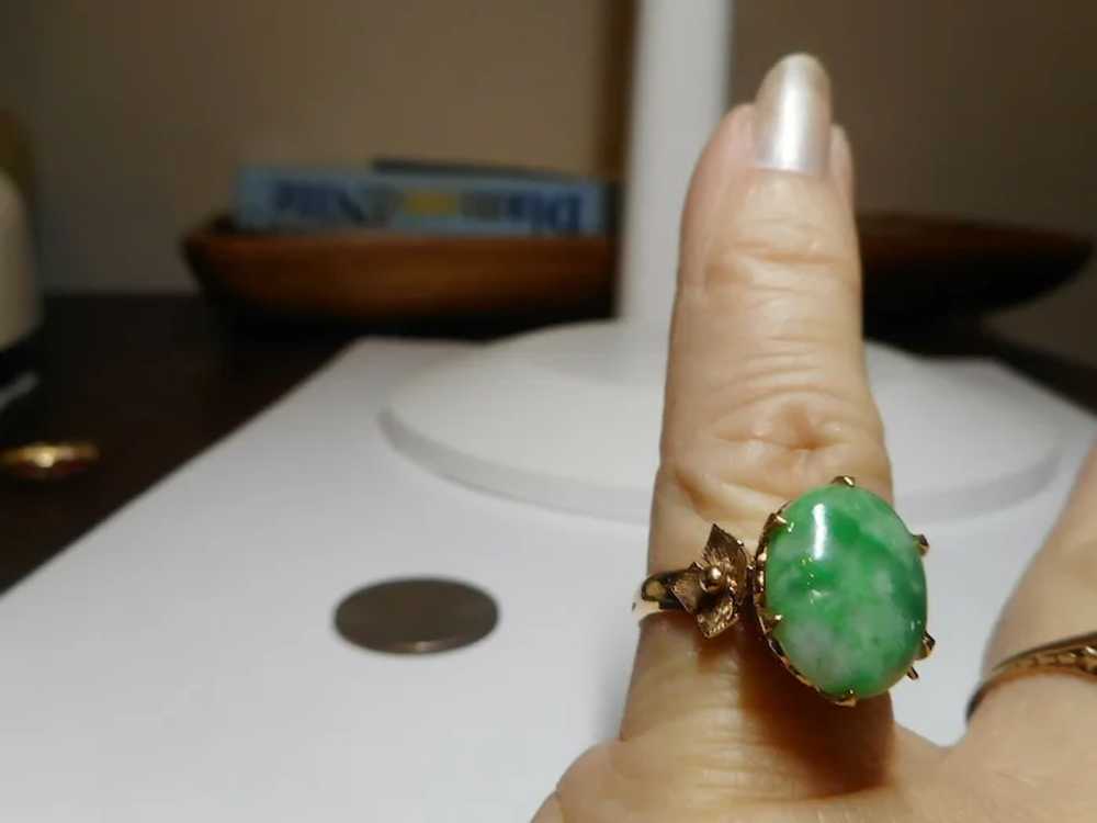 1920-1930's 14k Ring with Jadeite Cabochon - image 4