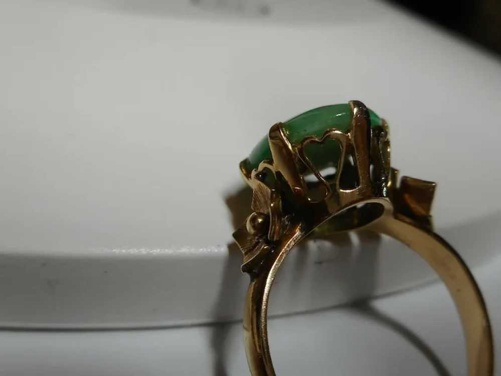 1920-1930's 14k Ring with Jadeite Cabochon - image 6