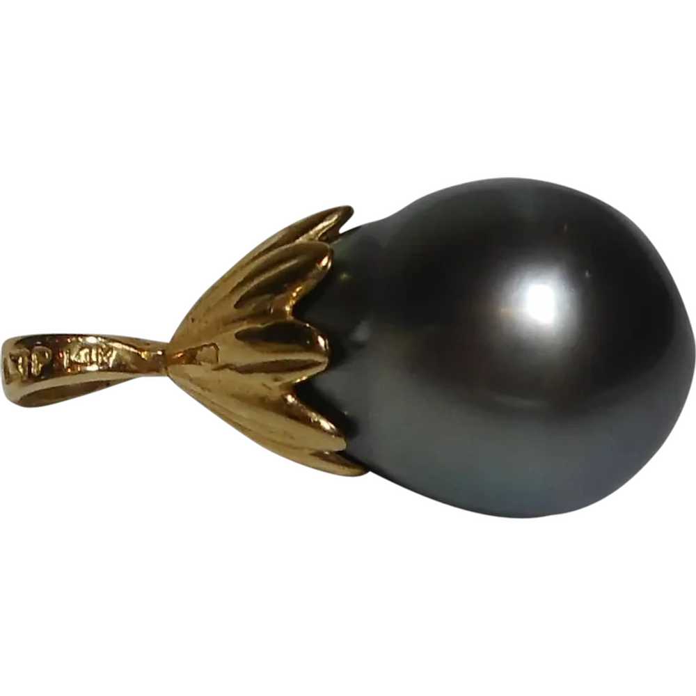 Pendant 9.5 mm Gray Cultured Pearl 14k - image 1