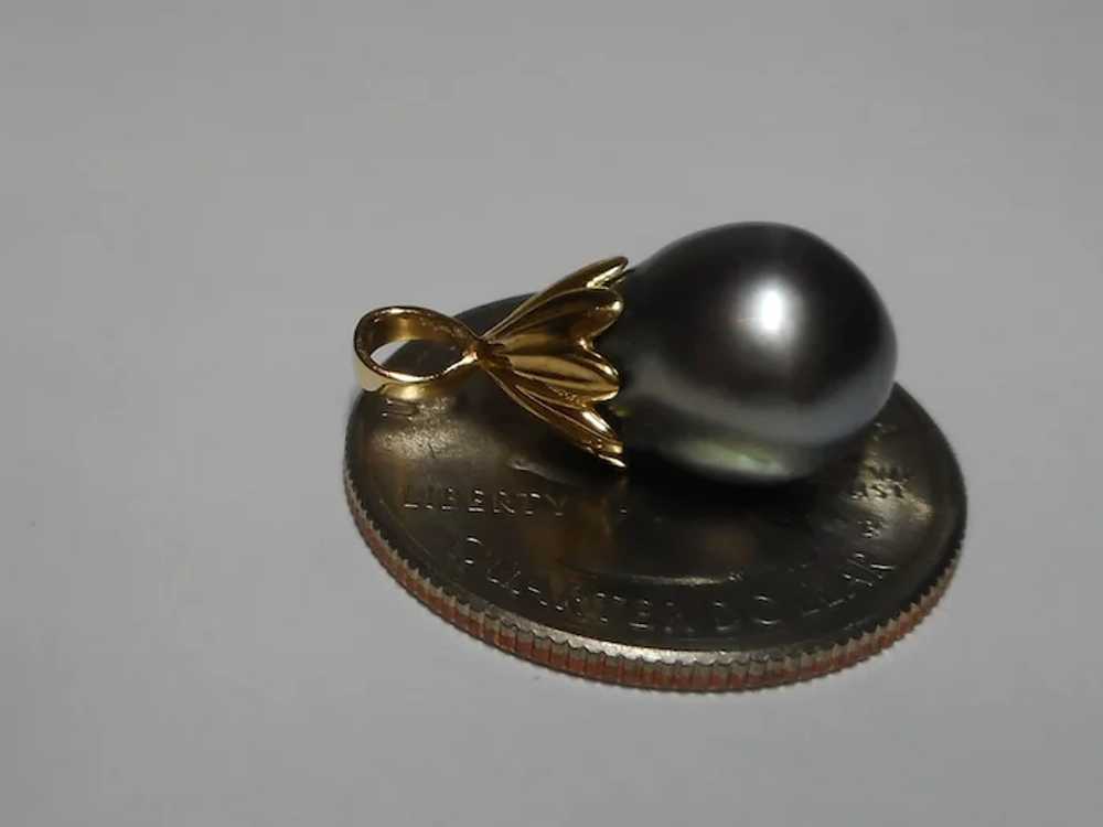 Pendant 9.5 mm Gray Cultured Pearl 14k - image 4