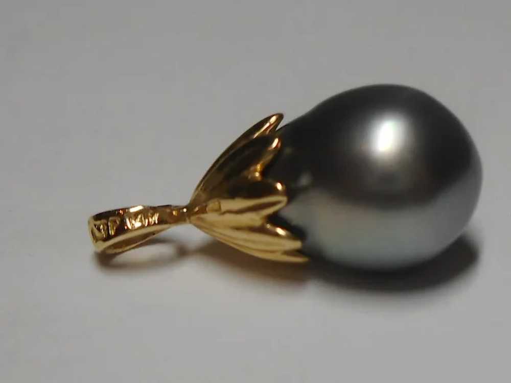 Pendant 9.5 mm Gray Cultured Pearl 14k - image 5