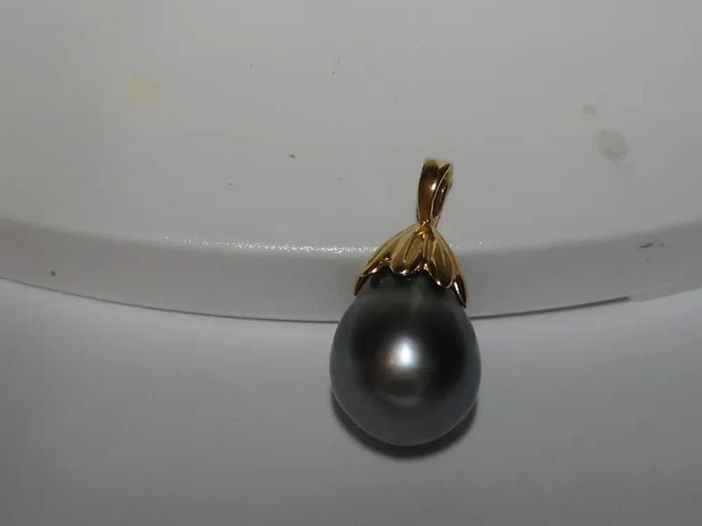 Pendant 9.5 mm Gray Cultured Pearl 14k - image 6