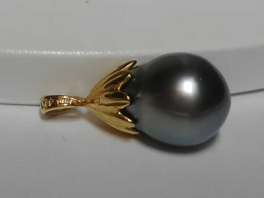 Pendant 9.5 mm Gray Cultured Pearl 14k - image 7